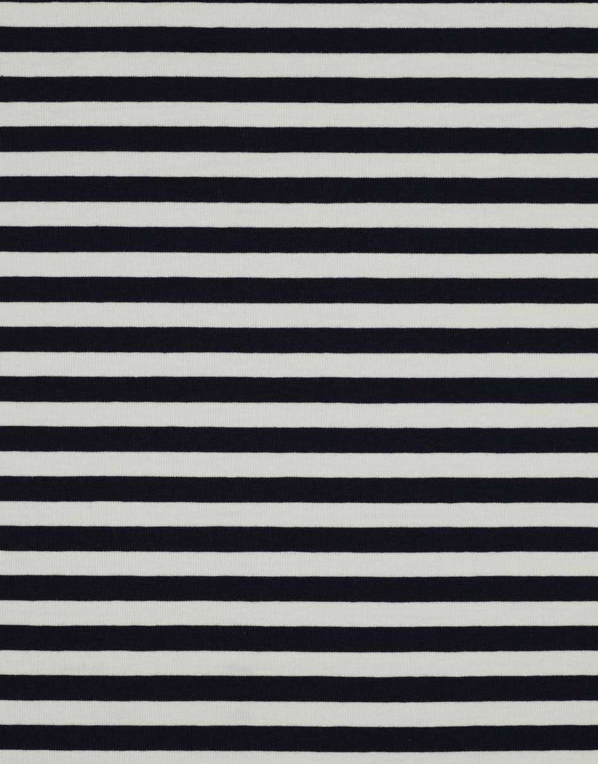 Navy Striped  Yarn Dyed French Terry Fabric