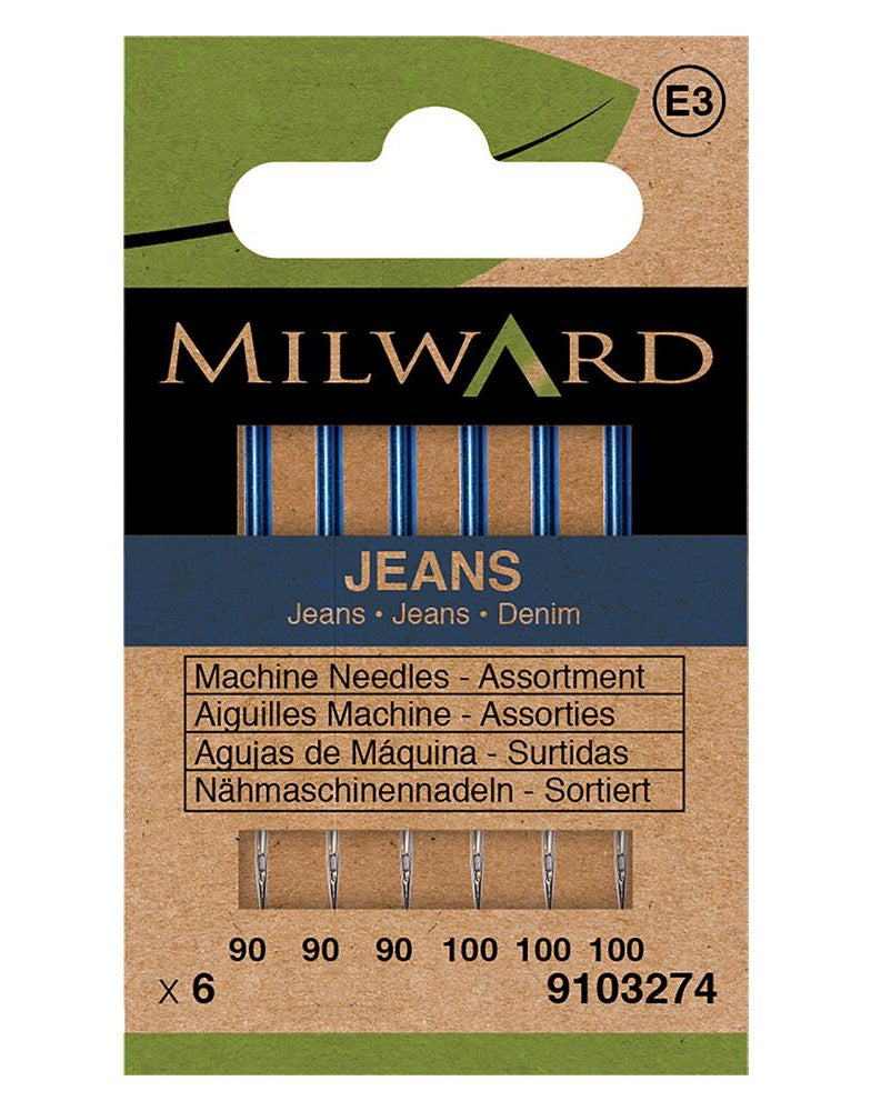 Milward Green Sewing Machine Needles - Jeans Heavy Assorted Sizes
