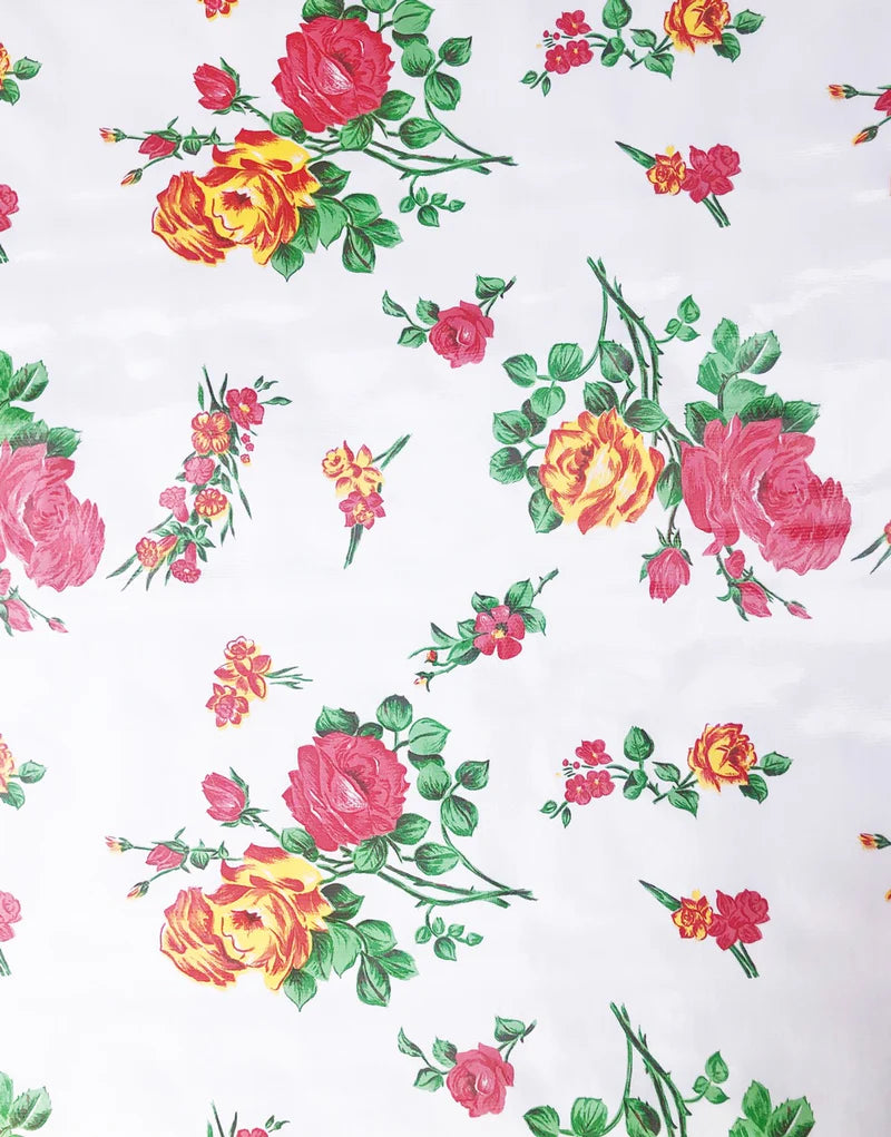 Remnant 1.3m - Rosedal White, Kitsch Kitchen Mexican Oilcloth Fabric