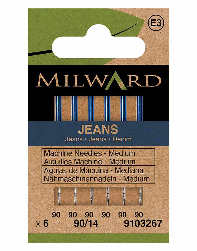 Milward Green Sewing Machine Needles, Jeans 90/14