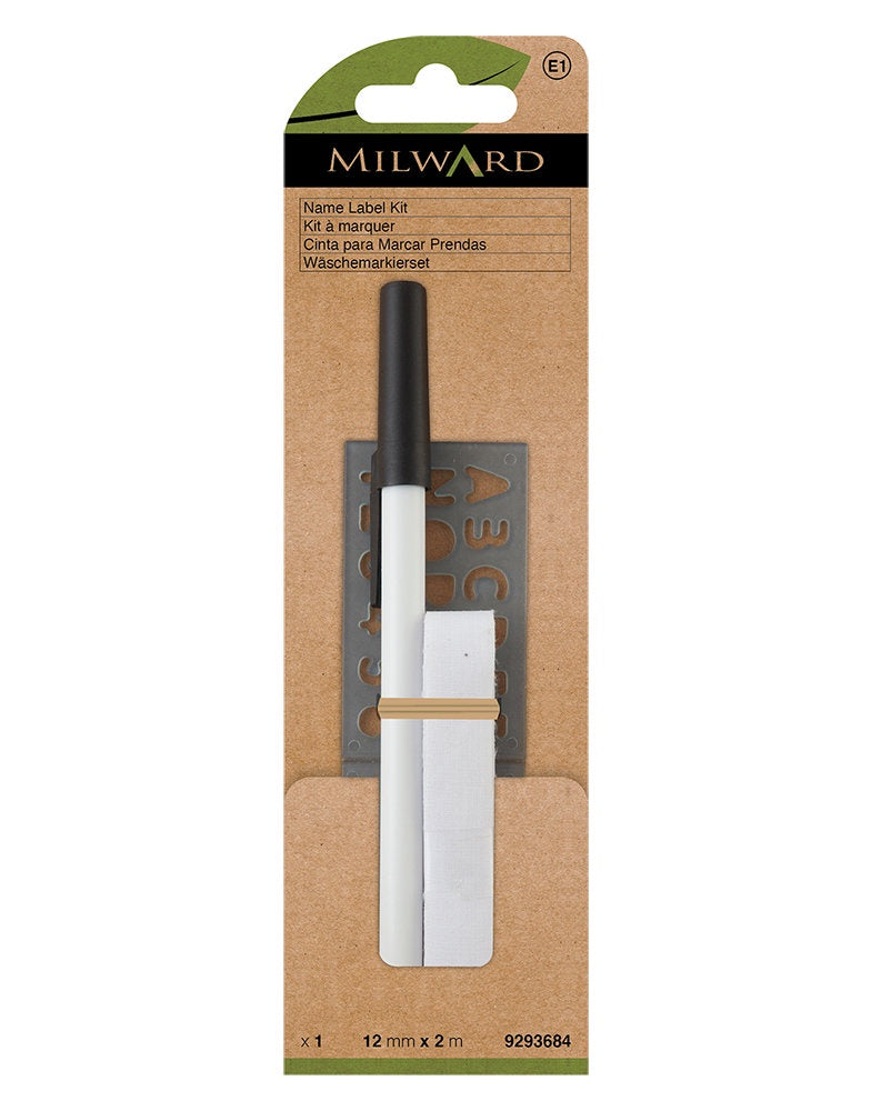 Milward Green Name Label Kit - Iron On Tape with Pen and Stencil