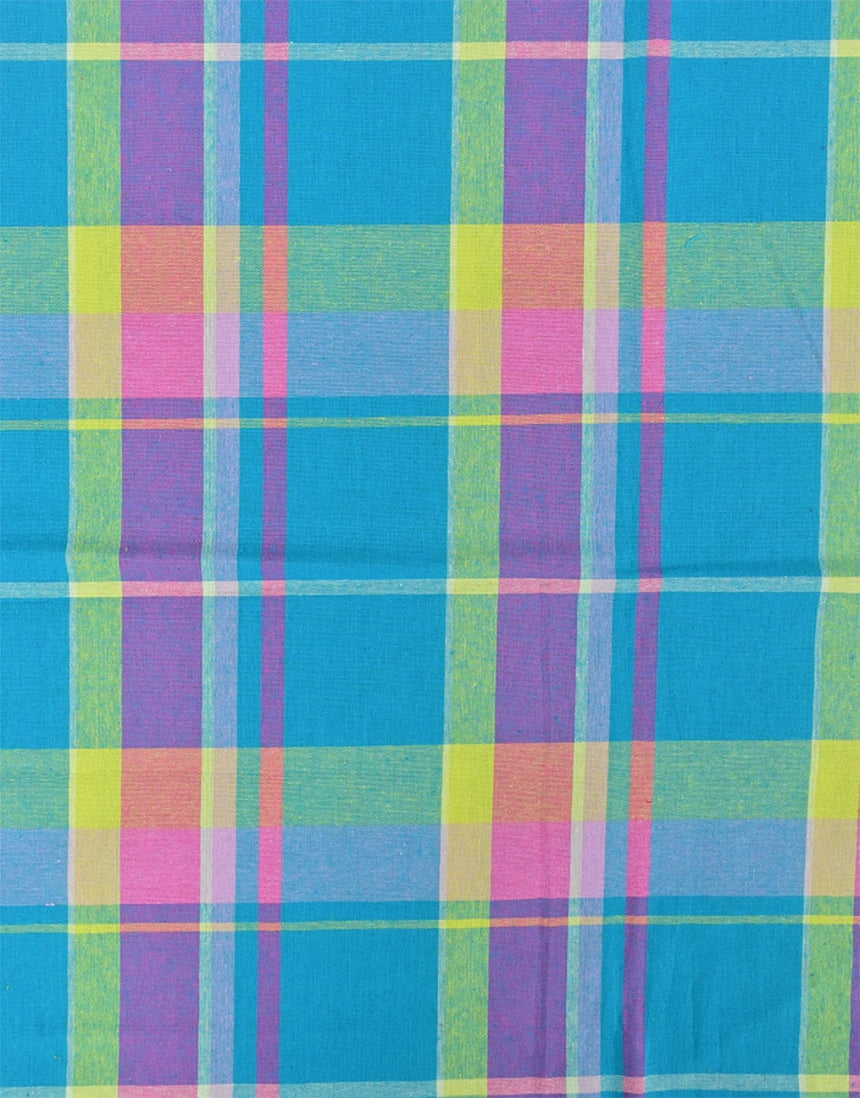 Remnant 80cm - Electric Lagoon Check Madras Cotton Fabric