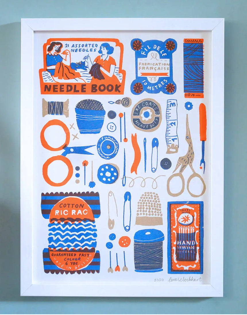Sewing Collection A3 Riso Print, Printed Peanut