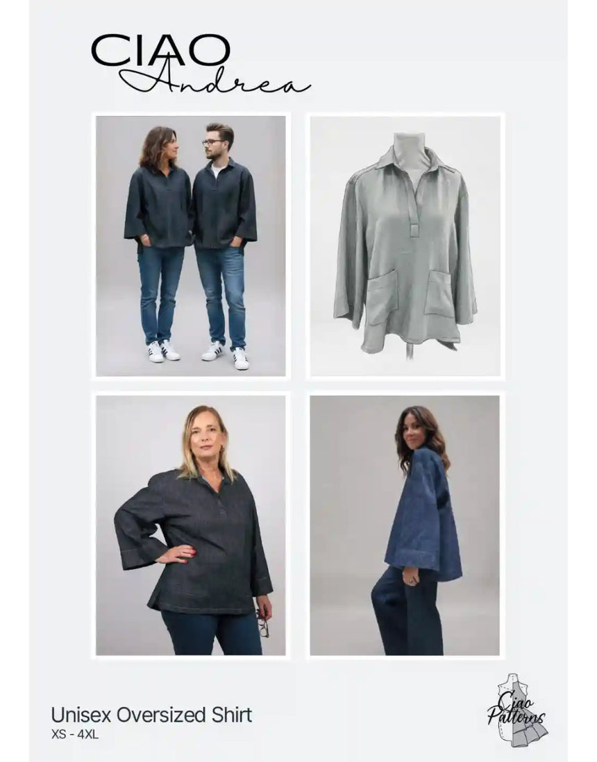 Andrea Over Sized Shirt Unisex Paper Sewing Pattern, Ciao Patterns