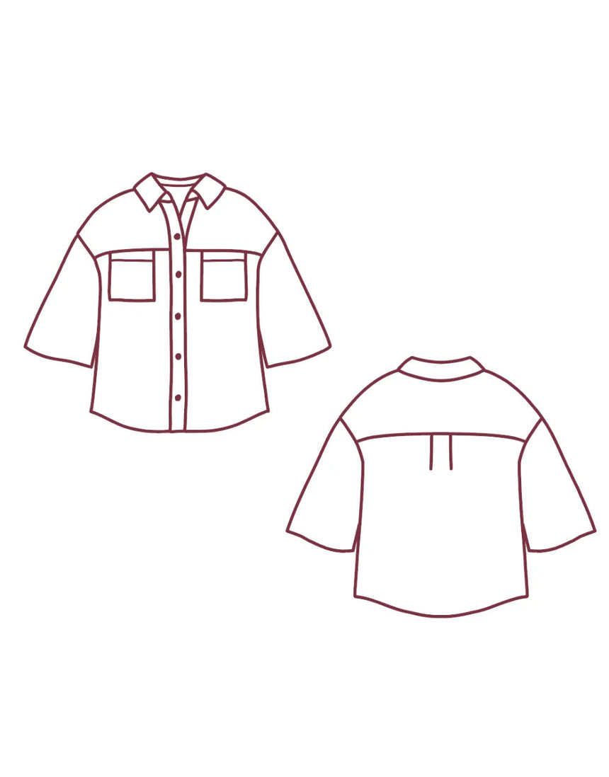 Bertie Shirt Paper Sewing Pattern, Atelier Jupe