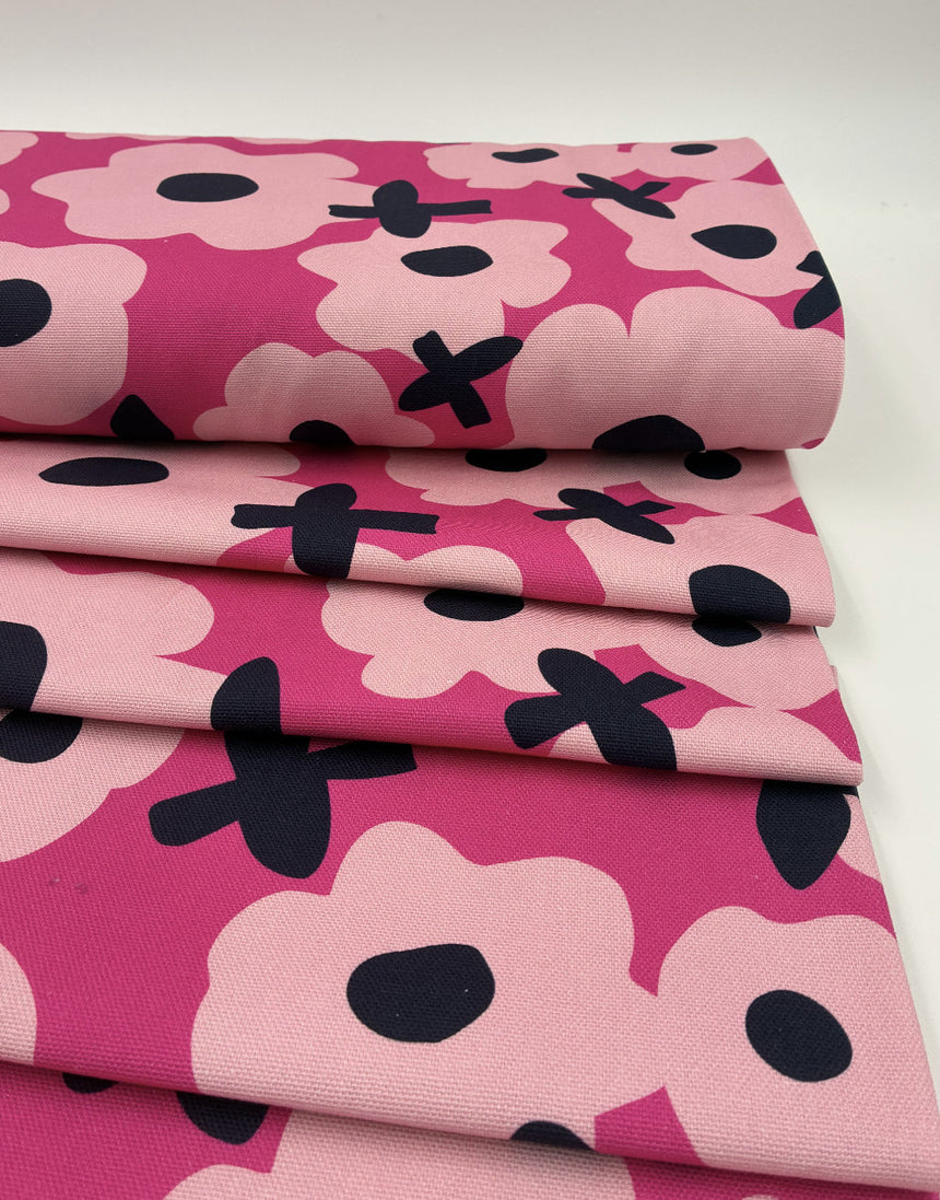 Blooming Pops Ruby Cotton Canvas Fabric, Karine+Kind
