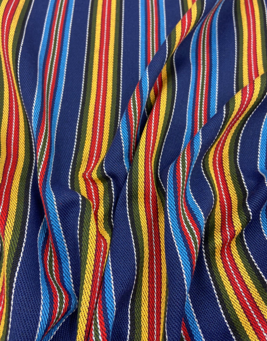 Midnight Fiesta Blue Stripe Recycled Jacquard Fabric