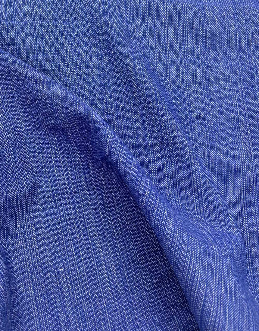 Blue Slub Indian Woven Cotton Fabric