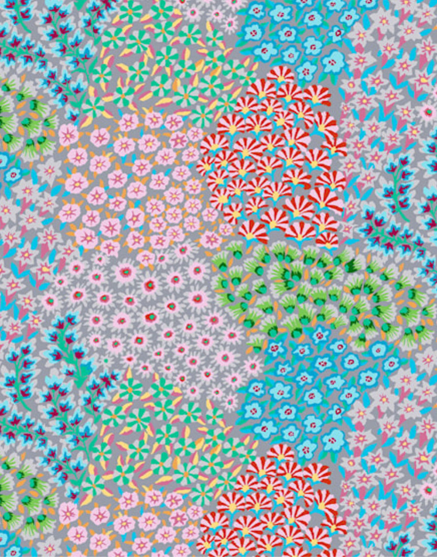 Persian Gardens Grey Cotton Lawn, Kaffe Fassett