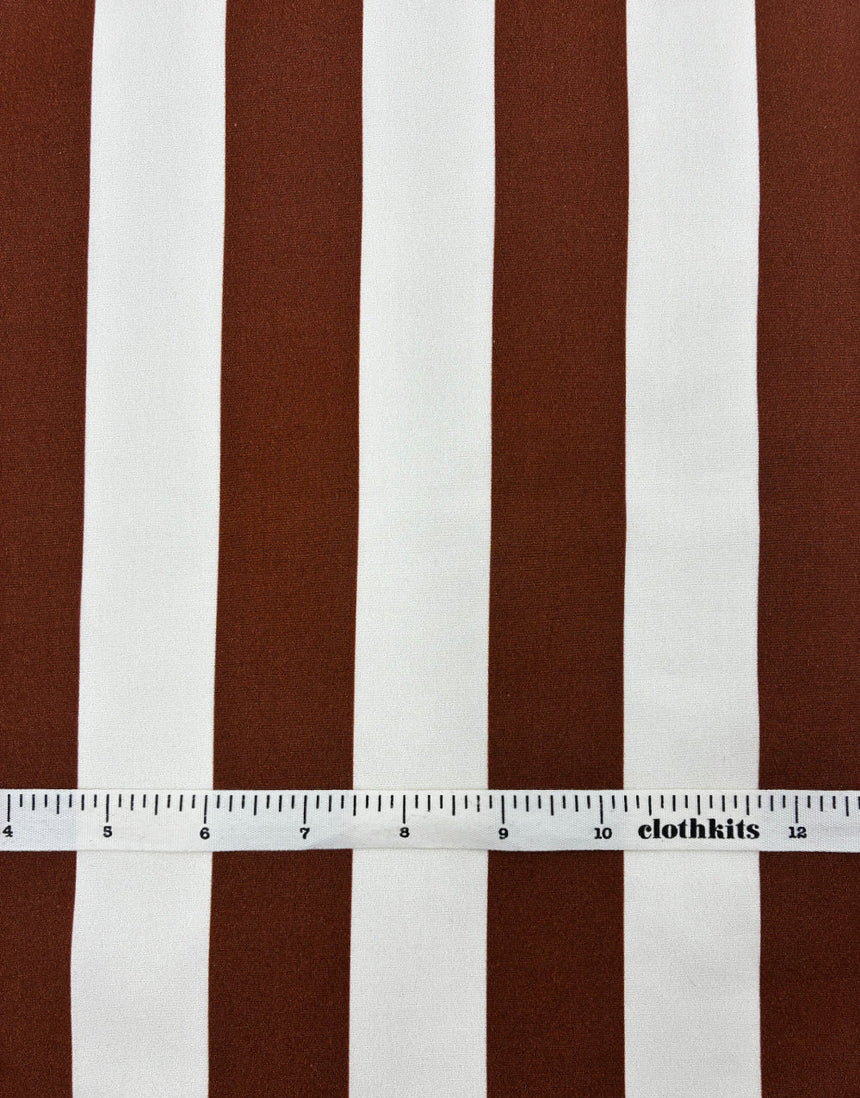 Chocolate and Cream Wide Stripe, Cotton Poplin Fabric, Light and Lush