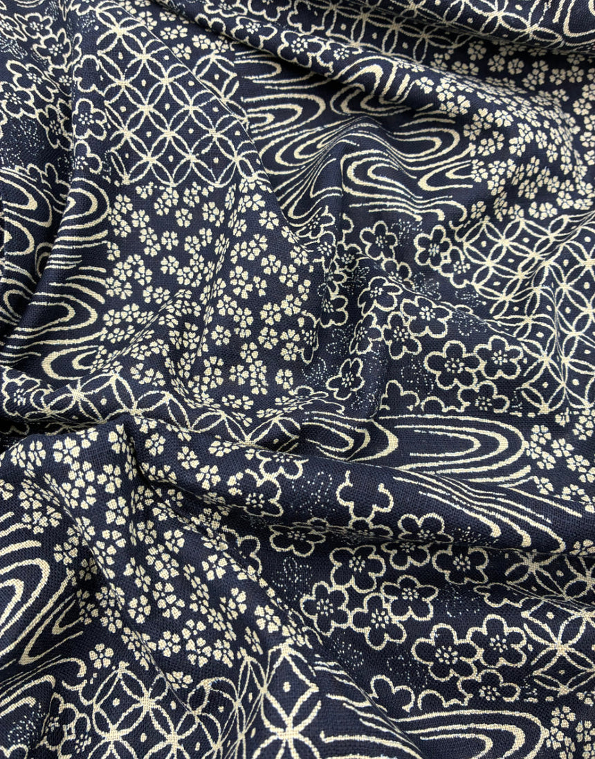Sakura Patchwork Cotton Fabric, Sevenberry