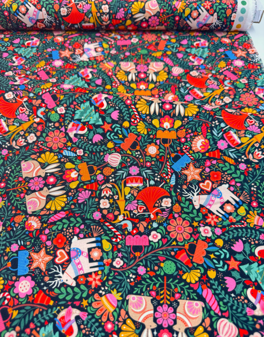 Thread & Ink Deck the Halls Christmas Cotton Fabric - Deck the Halls