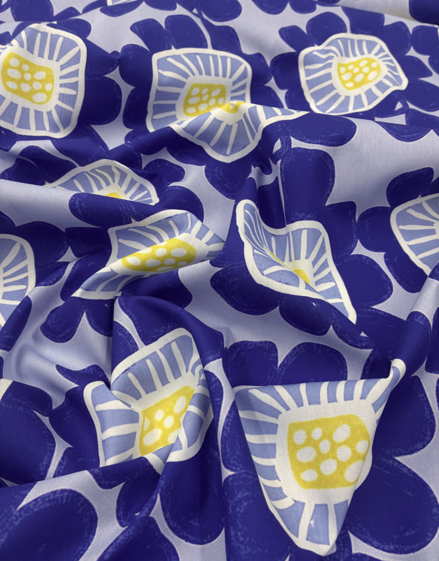 Riku Flower Seaside Cotton Poplin Fabric, Karine+Kind