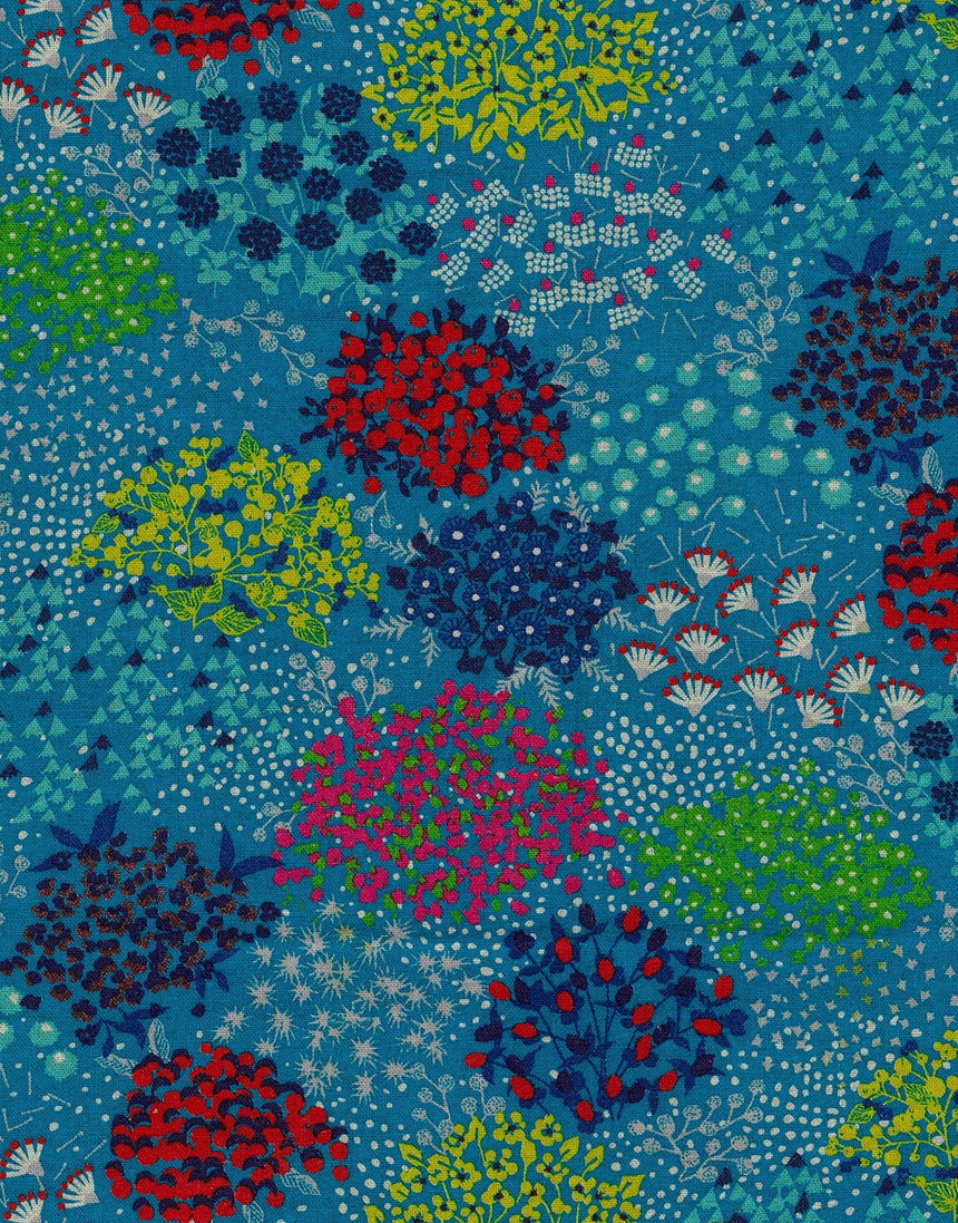 Blue Sketch Japanese Cotton Linen Fabric, Echino