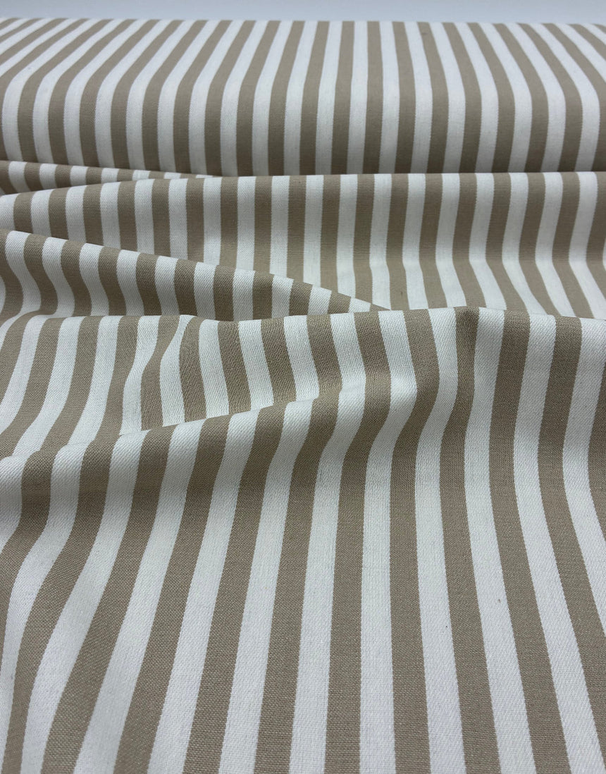 Ecru Stripe Cotton Denim Fabric
