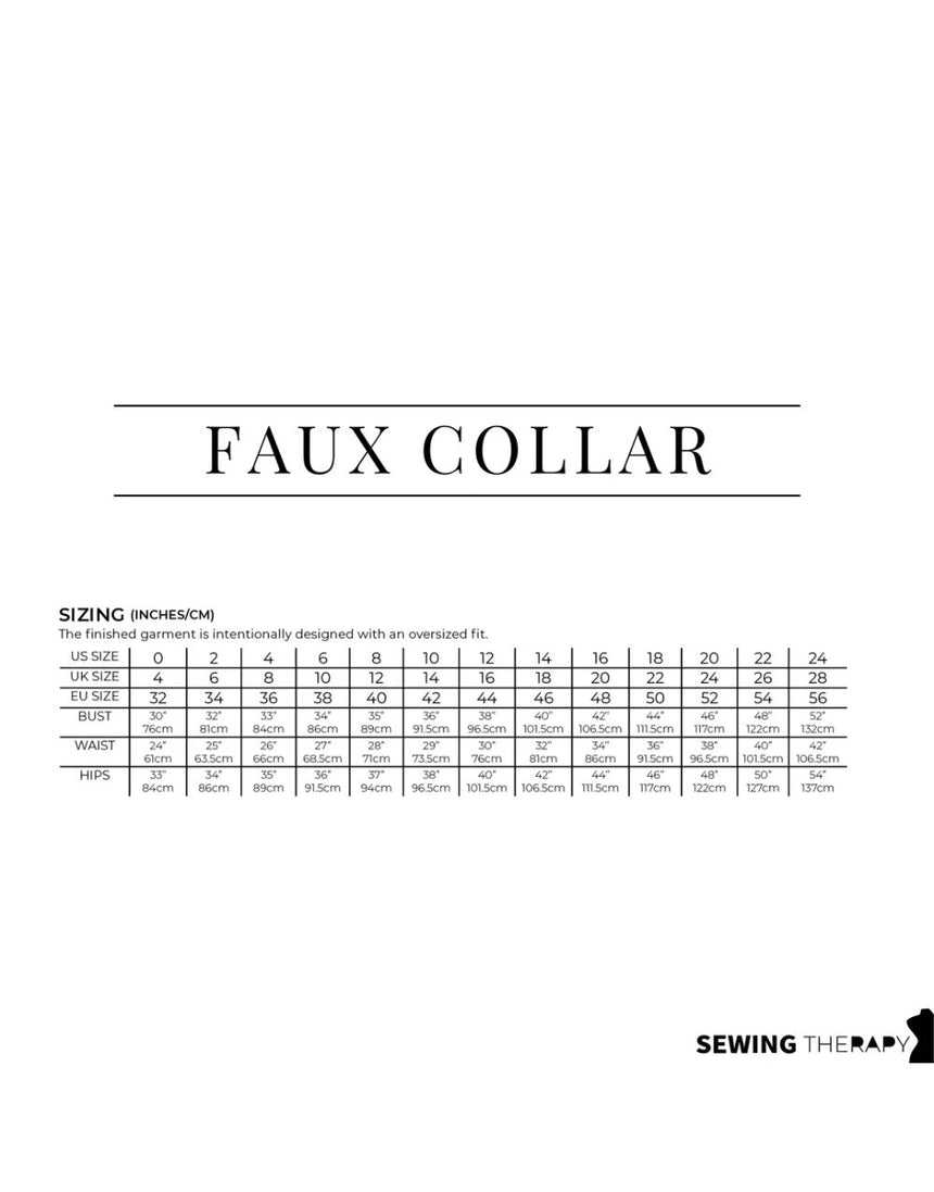 Faux Collar Shirt and Dress PDF Pattern, Sewing Therapy