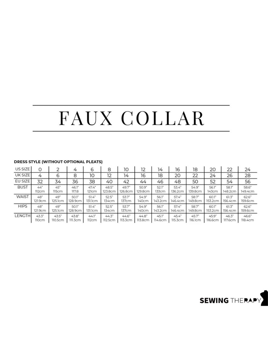 Faux Collar Shirt and Dress PDF Pattern, Sewing Therapy