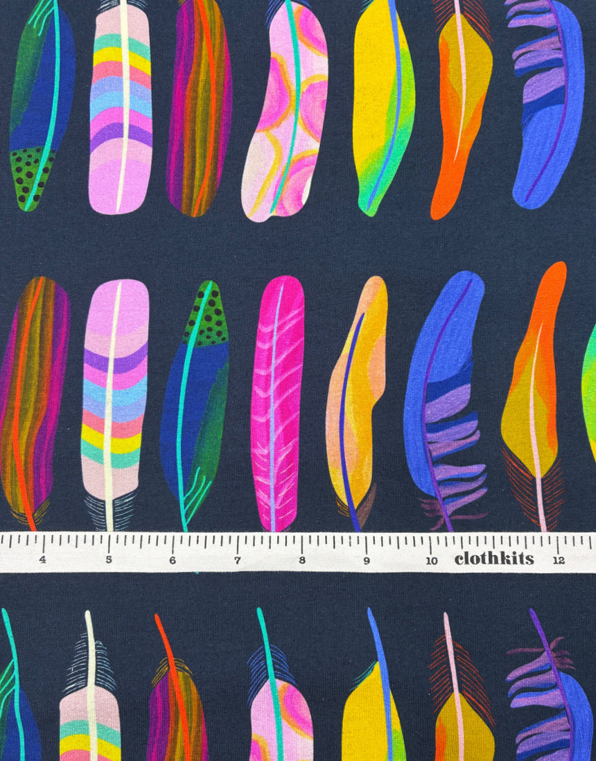 Strobe Feather Cotton Jersey Fabric, Karine+Kind