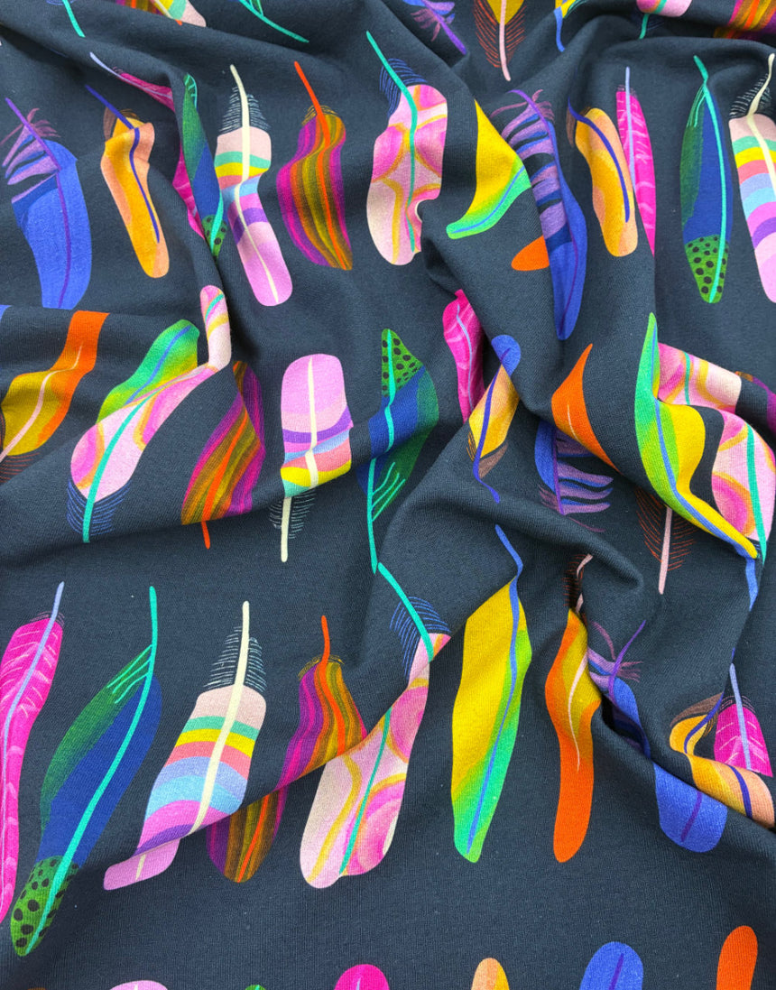 Strobe Feather Cotton Jersey Fabric, Karine+Kind