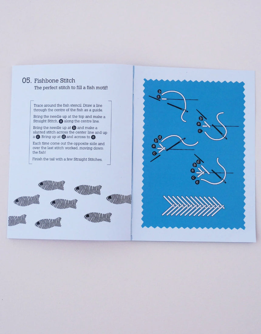 5 Fishes/Stitches Embroidery Kit, Stitch-School
