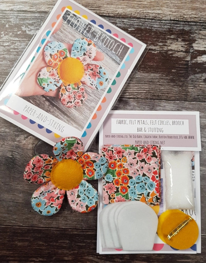 Liberty Flower Brooch Kit, Paper & String