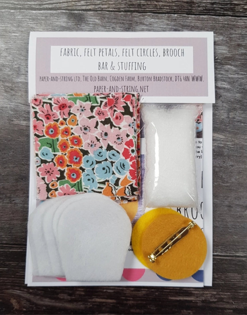 Liberty Flower Brooch Kit, Paper & String
