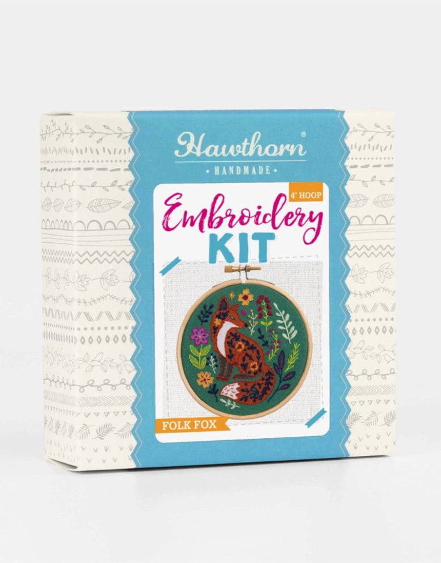 Folk Fox Mini Embroidery Kit, Hawthorn Handmade