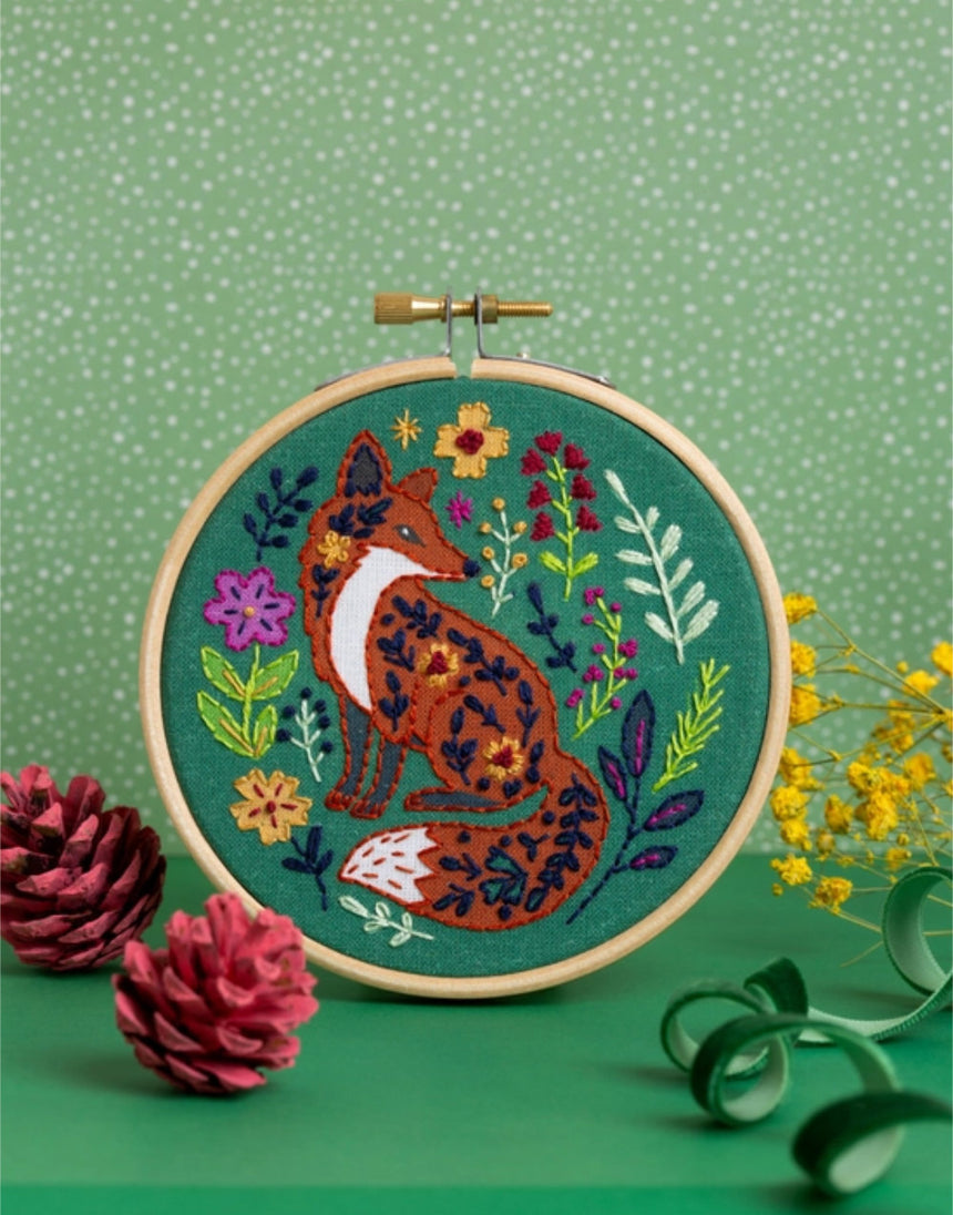 Folk Fox Mini Embroidery Kit, Hawthorn Handmade