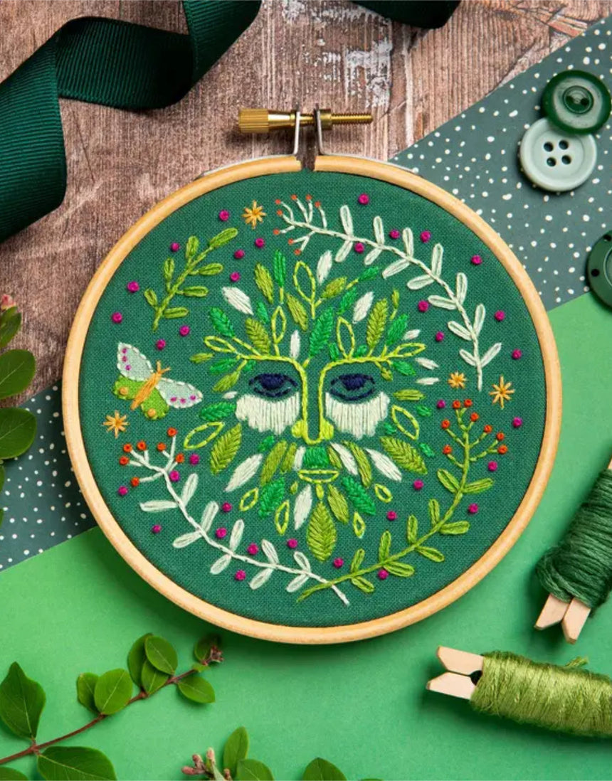 Folk Green Man Mini Embroidery Kit, Hawthorn Handmade