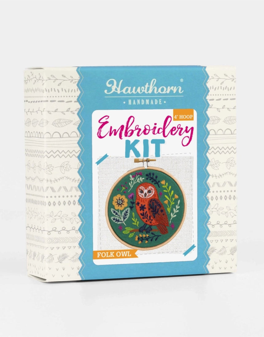 Folk Owl Mini Embroidery Kit, Hawthorn Handmade