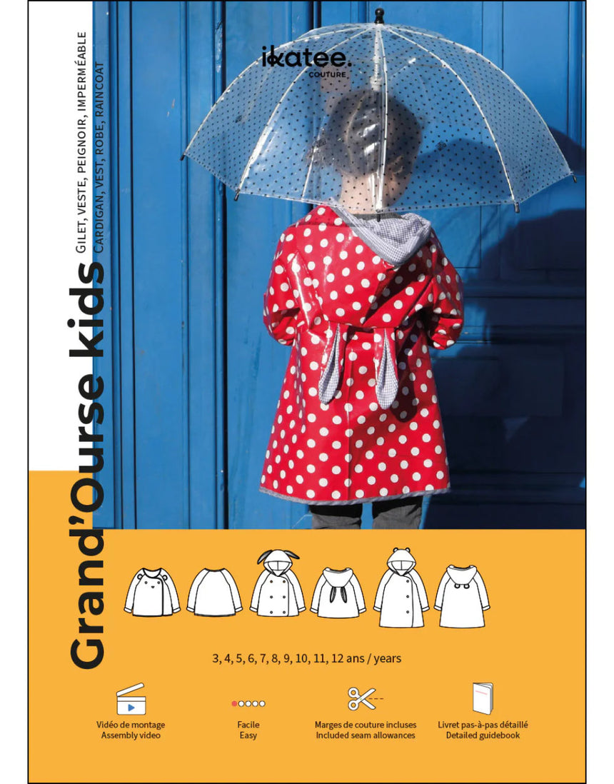 Grand'ourse Baby & Children's Cardigan Sewing Pattern (6m - 12y), Ikatee