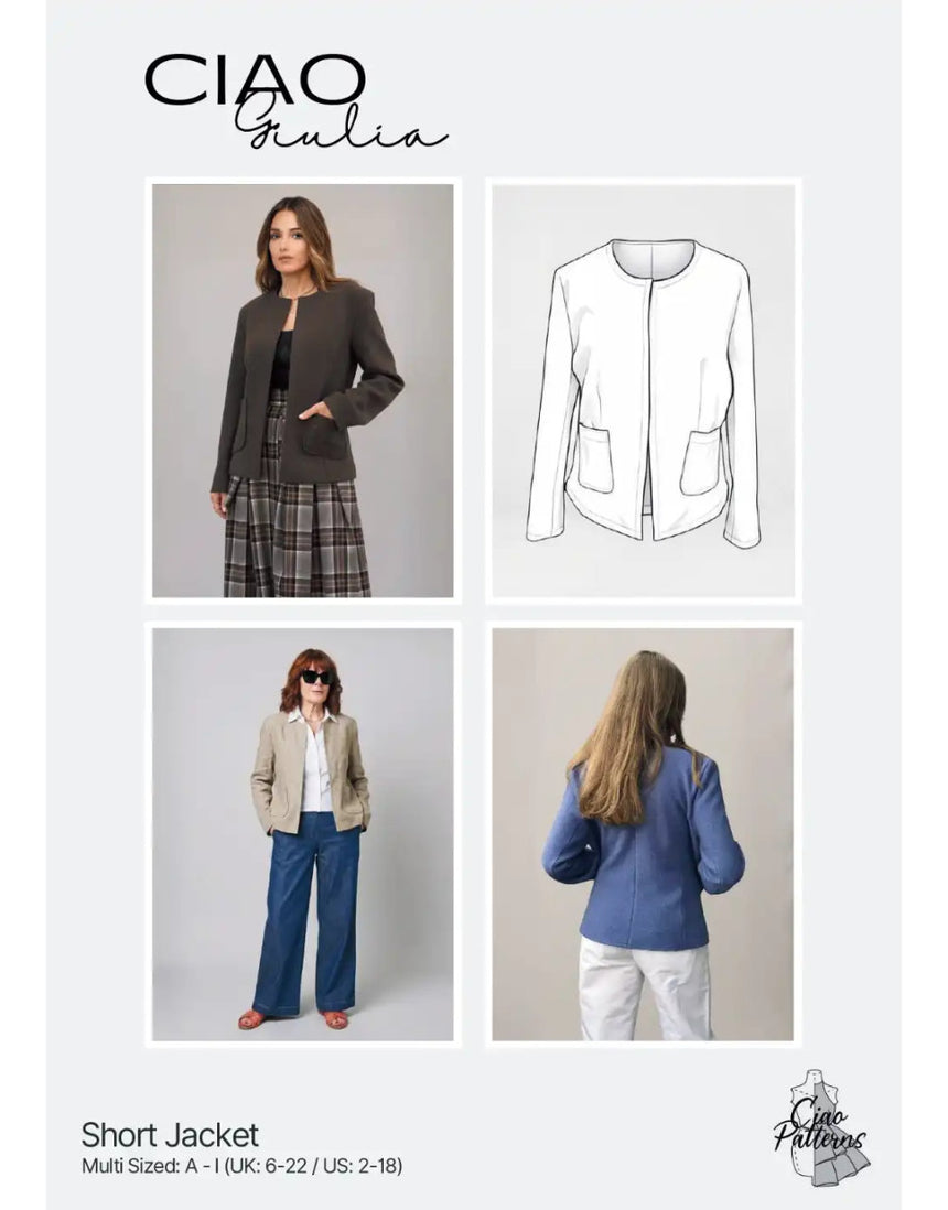 Giulia Short Jacket Paper Sewing Pattern, Ciao Patterns