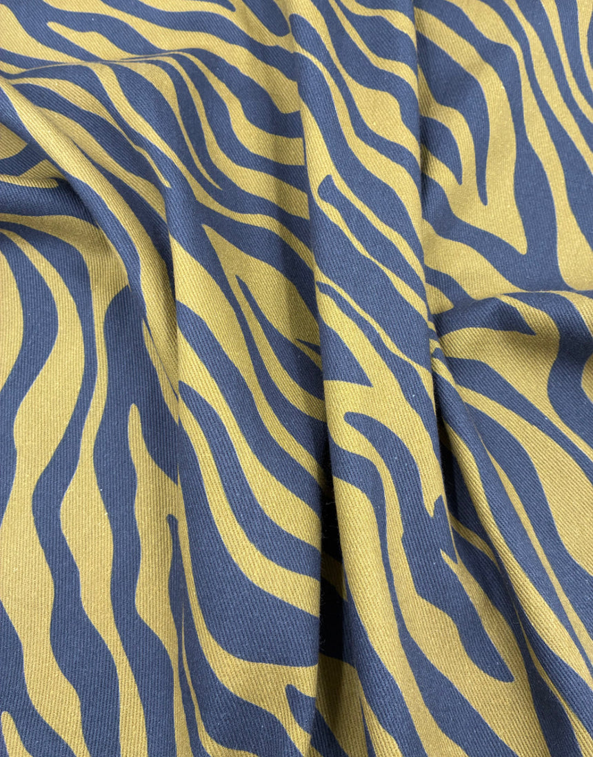 Golden Savannah Zebra Cotton Twill Fabric