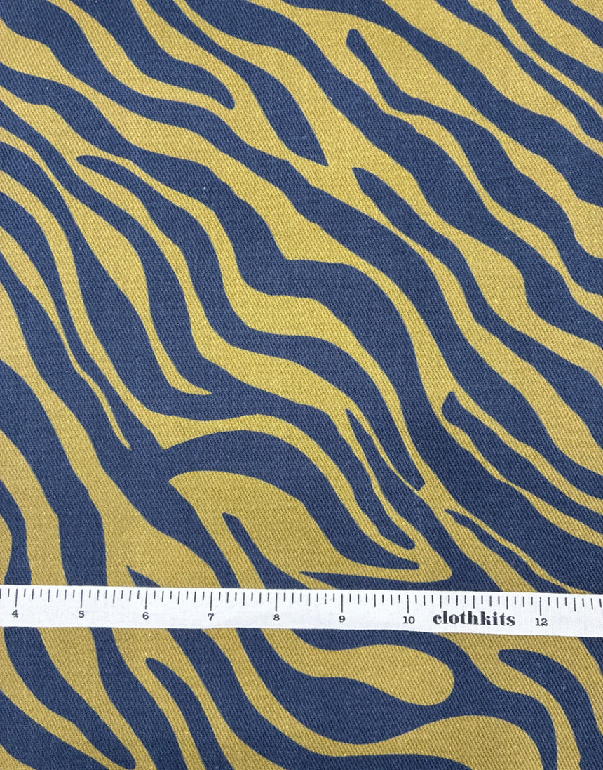 Golden Savannah Zebra Cotton Twill Fabric