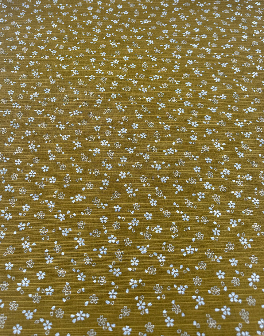 Sevenberry Japanese Reversible Cotton Shantung Fabric - Mustard & Green