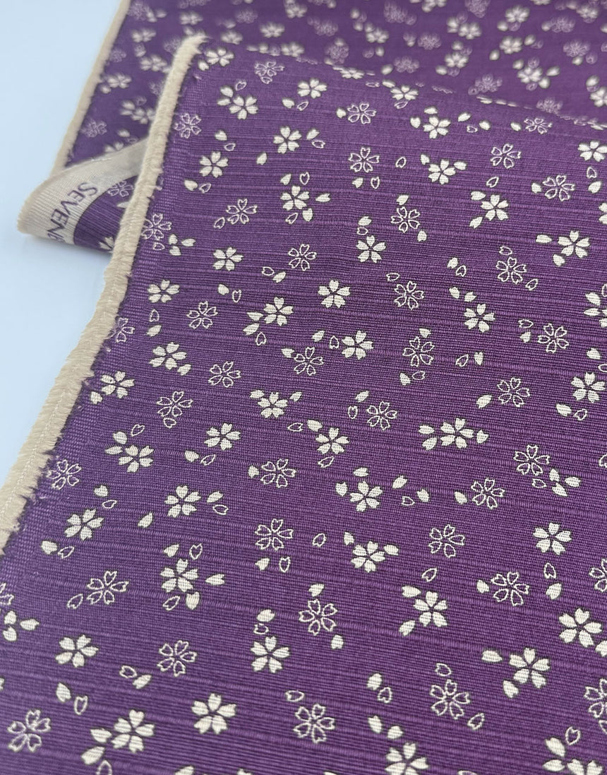 Sevenberry Japanese Reversible Cotton Shantung Fabric - Purple & Indigo