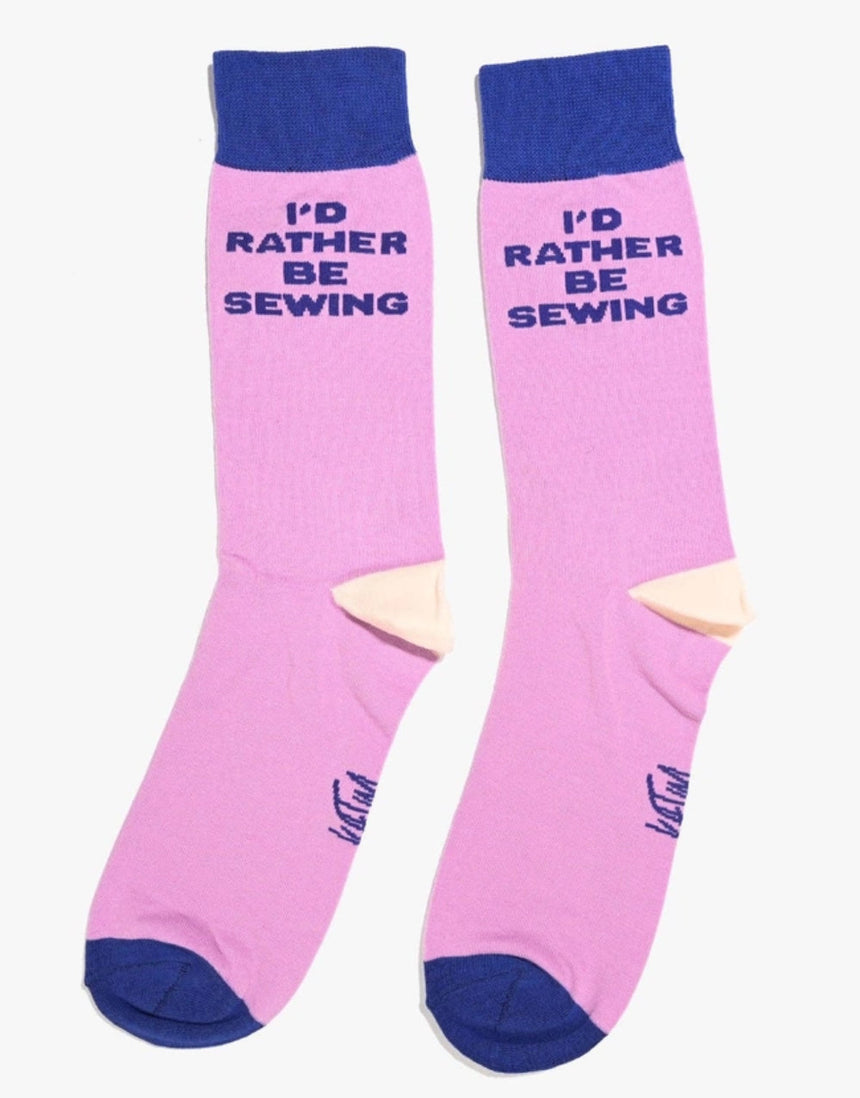 I'd Rather Be Sewing Socks (Purple/Blue), 1 Pair, Kylie and the Machine