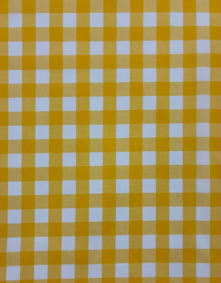 Large Yellow Yarn-Dyed Gingham Cotton Fabric