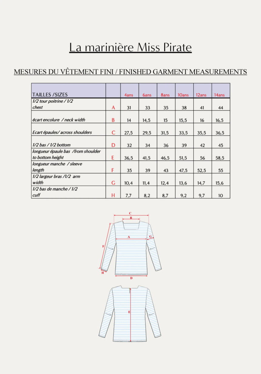 Miss Pirate Breton Top Girls Paper Sewing Pattern, Maison Fauve