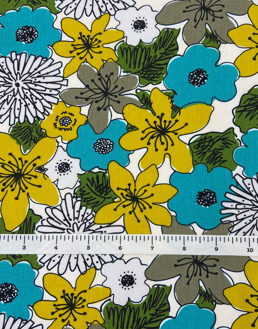 Citrus Petal Burst Cotton Poplin Fabric