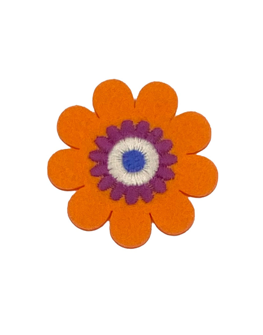 Orange & Purple Retro Flower Iron on Patch