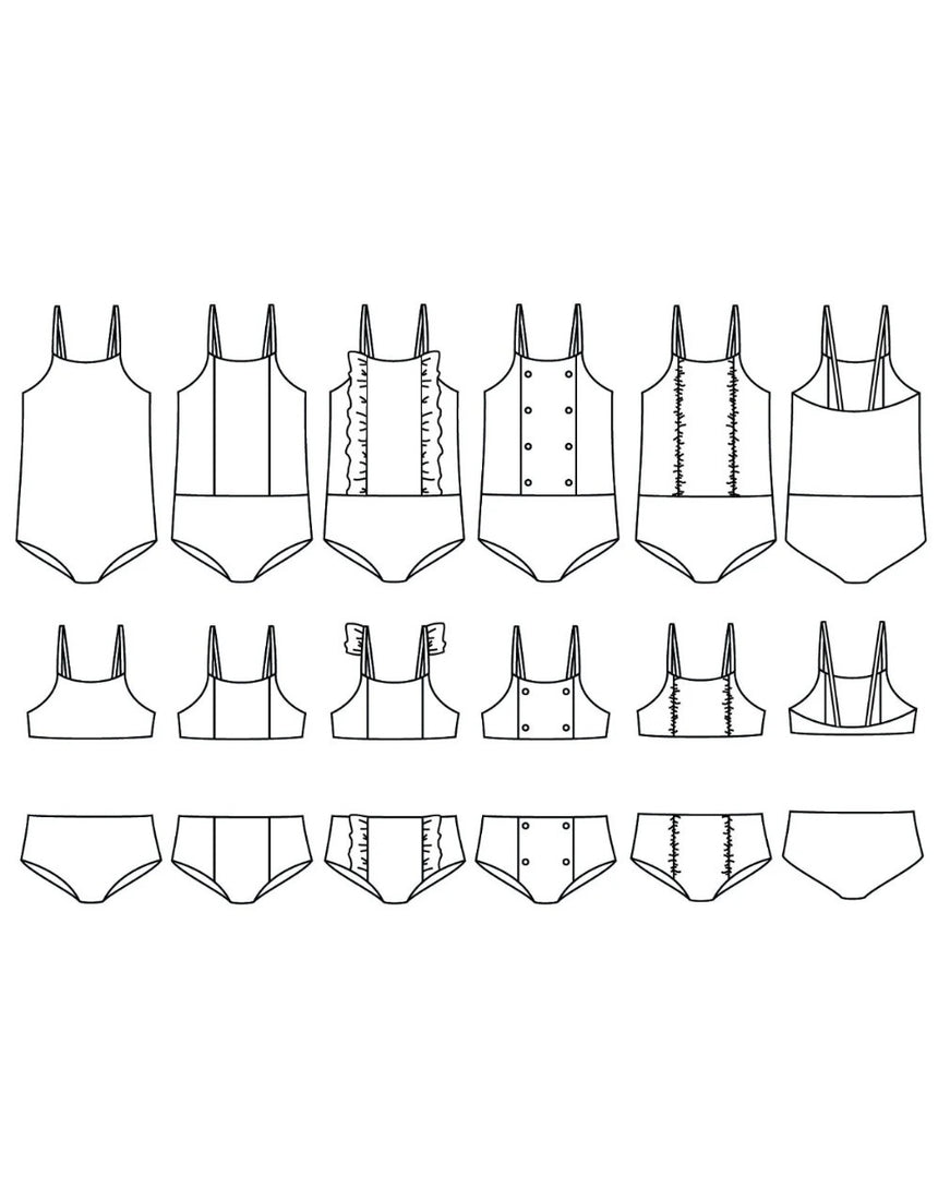 Paulette Children's Swimsuit Paper Sewing Pattern, Ikatee