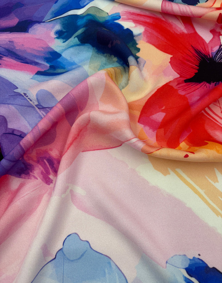 Watercolour Bloom Viscose Fabric, Light & Lush Viscose Fabric