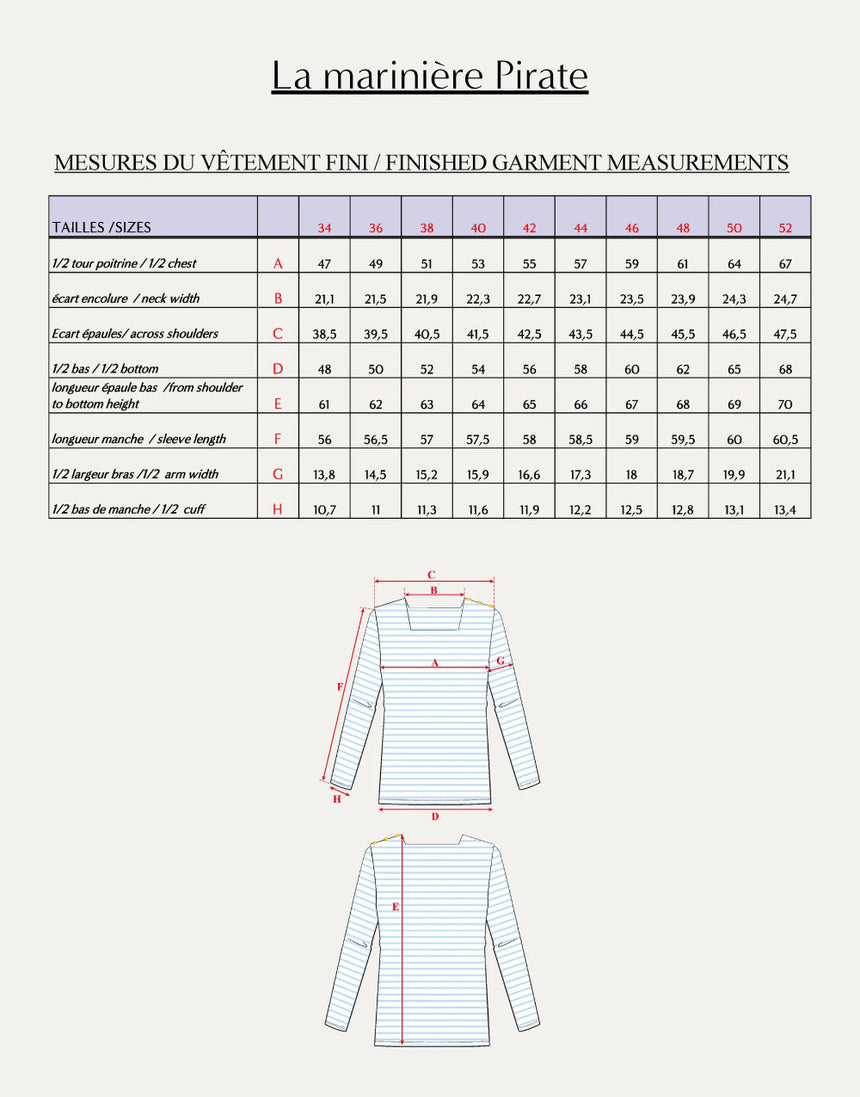 La Marinière Pirate Breton Top Paper Sewing Pattern, Maison Fauve