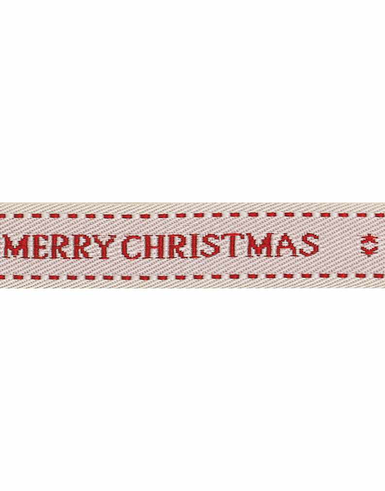 Natural Red Christmas Wishes Ribbon 15mm