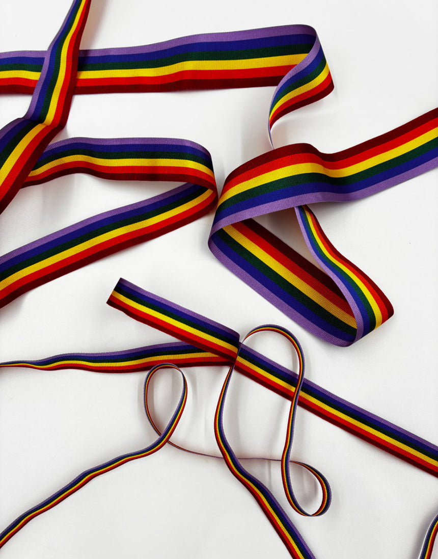 Rainbow Grosgrain Ribbon, various widths