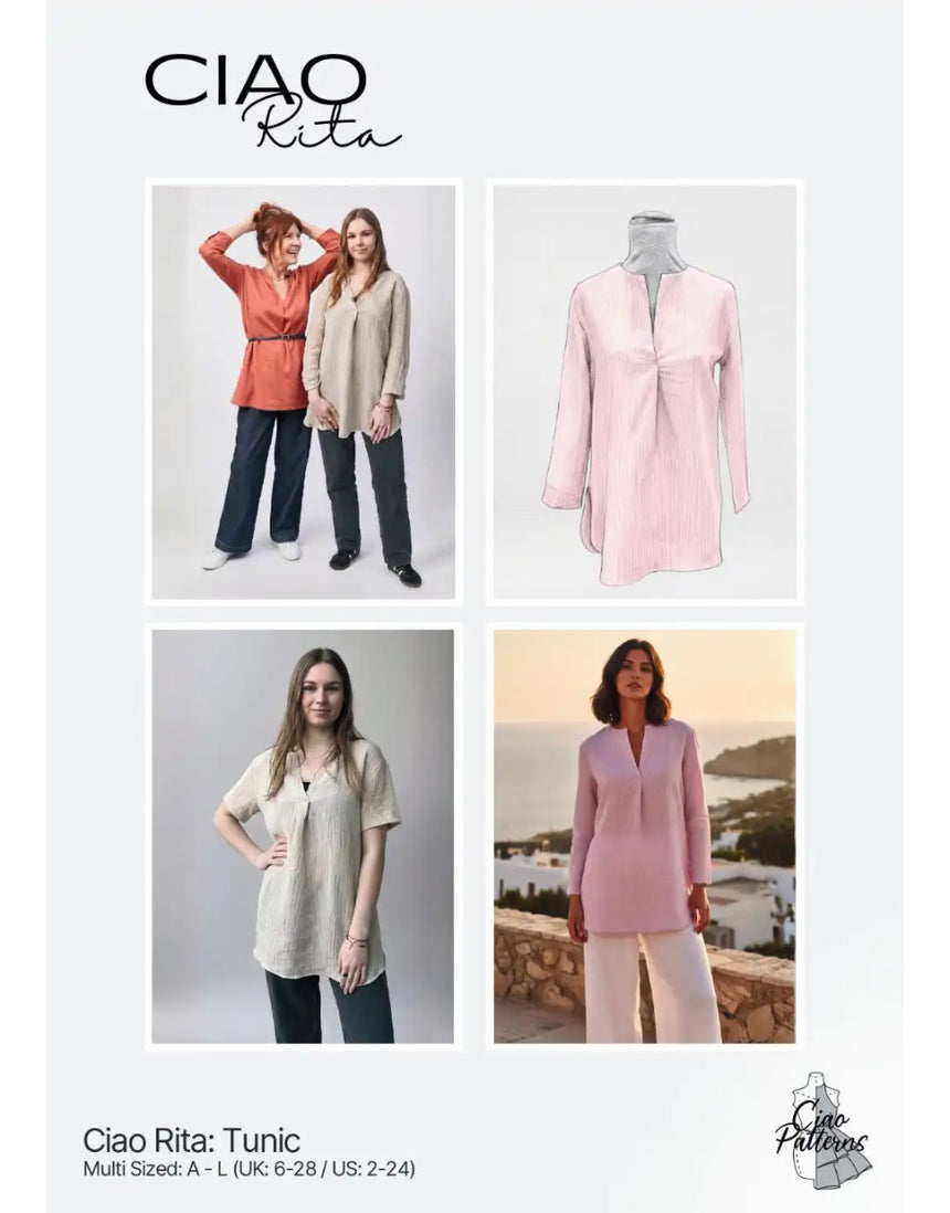 Rita Tunic Unisex Paper Sewing Pattern, Ciao Patterns
