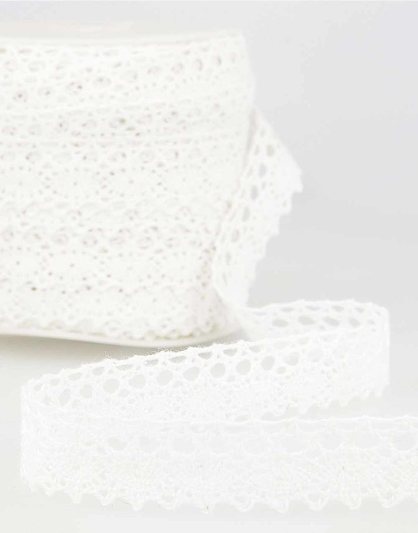 White Dentelle Cotton Lace Trim, 18mm