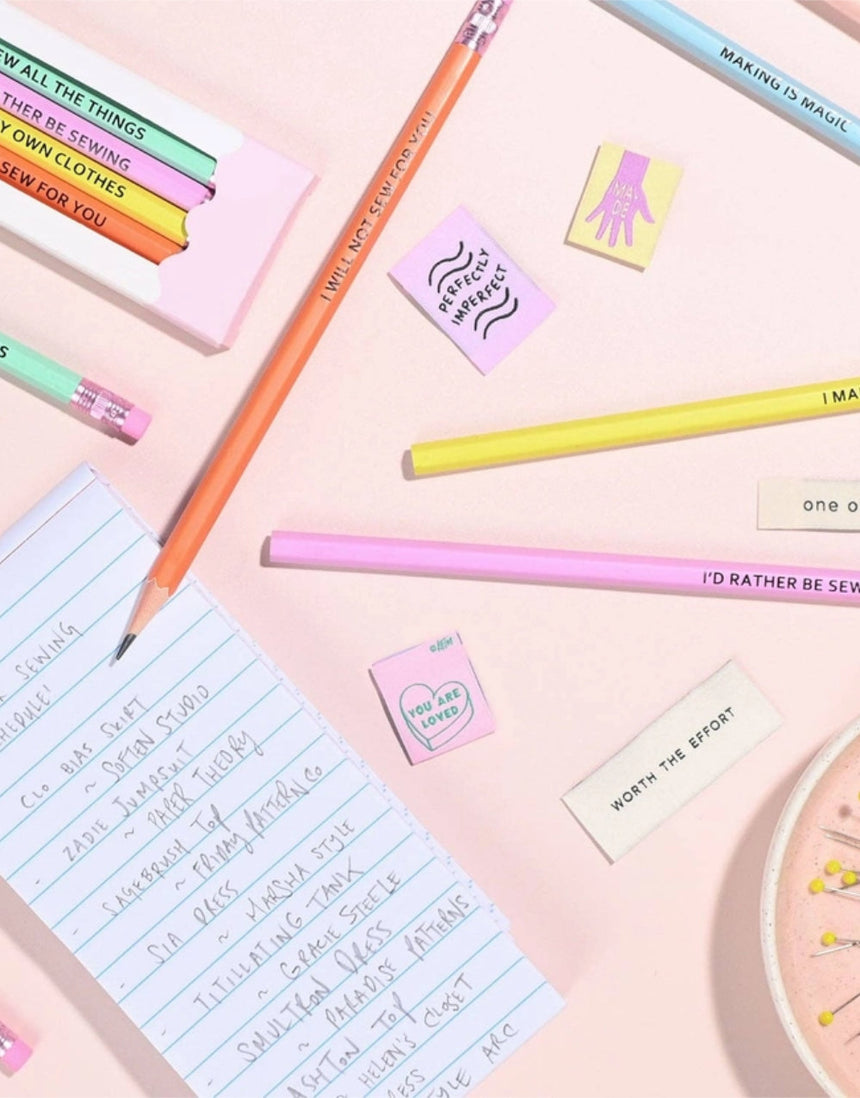 Sewing Themed HB Pencil Pack, pack of 6, Kylie and the Machine