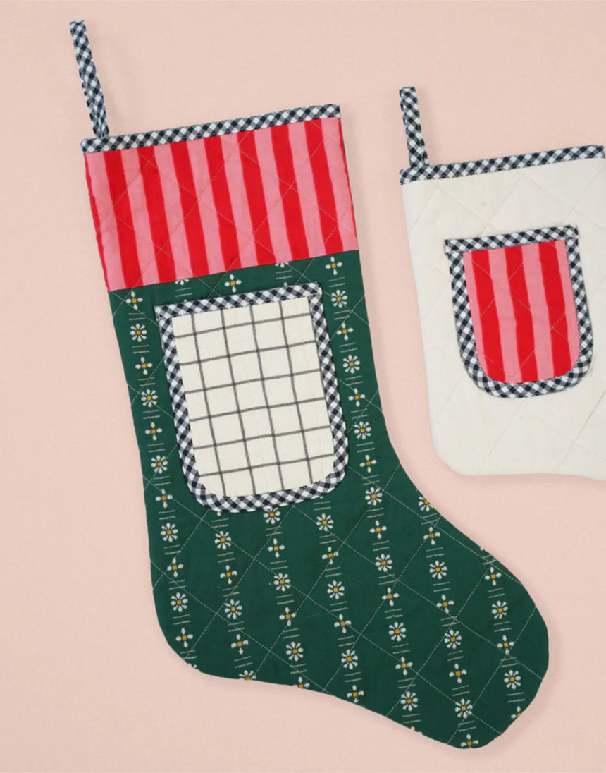 Quilted Pocket Stocking PDF Immediate Download Sewing Pattern, Matchy Matchy Sewing Club